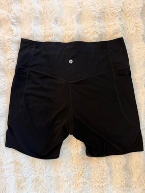 Halara Women's High-Waist Black 7"Athletic Biker Shorts tummy control & pockets